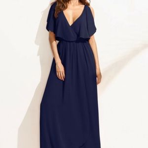 Dark Blue Loose Sleeve Cape Maxi Dress size S/M